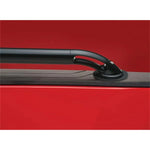 Black powder coated Putco Locker side rails with 1.75 inch round tubing and tie-down ends for 2015-2025 Ford F-150.