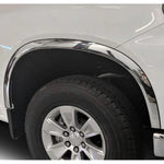 Polished 304 stainless steel fender trim kit with black rubber border for 2019-2026 Chevrolet Silverado 1500 trucks.