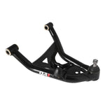 QA1 Pro-Touring tubular front lower control arms with black powder coat and billet aluminum cross shafts