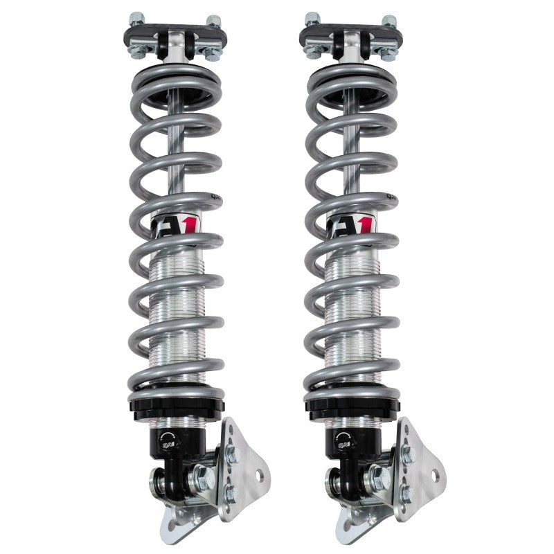 Pair of QA1 Pro-Coil rear single adjustable coilovers with silver springs for 1978-1988 GM G-Body models.