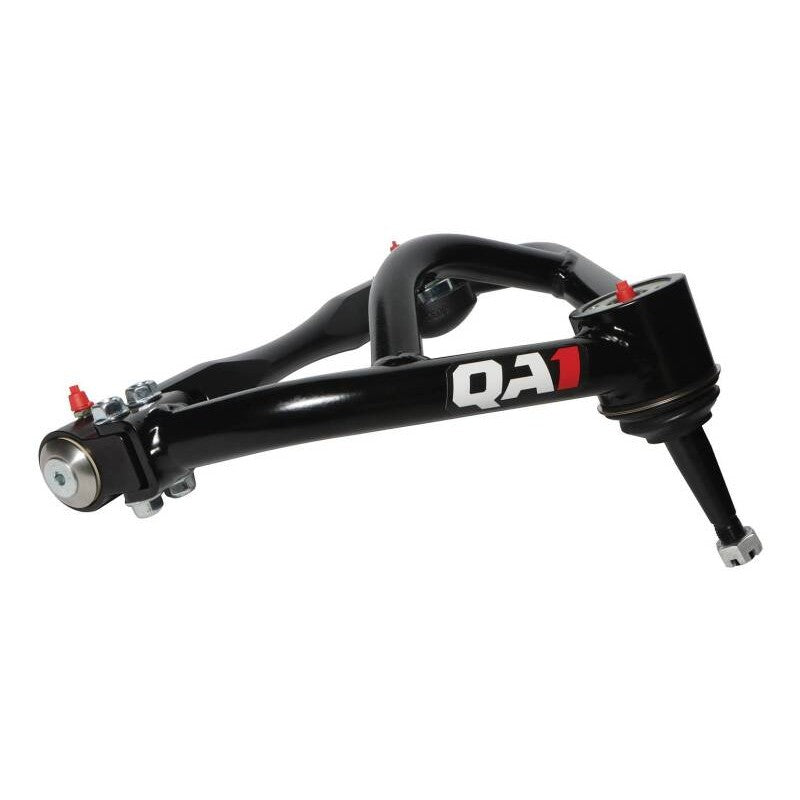 QA1 Street Performance front upper control arms with black powder coating and billet aluminum cross shafts for GM G-Body.