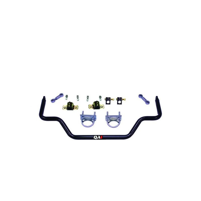 QA1 7/8-inch rear sway bar with black powder coat finish and mounting hardware for Mopar 4-link suspension.