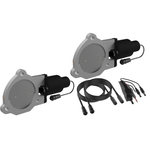 Pair of QTP QTEC 3.5 inch bolt-on electric exhaust cutout valves for dual exhaust systems.