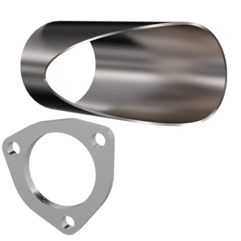 QTP 10301 3-inch weld-on exhaust cutout pipe with triangular mounting flange