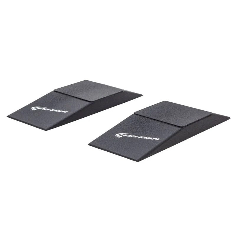 A pair of black textured Race Ramps Rear Trailer-Mate ramps with a 10.9-degree incline.