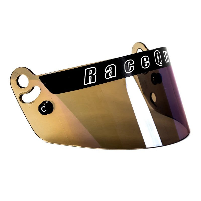Mirrored Blue Iridium replacement visor for RaceQuip PRO Series racing helmets.