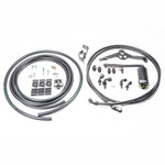 Radium Engineering Subaru fuel hanger plumbing kit featuring a microglass filter housing and high-flow fuel lines.