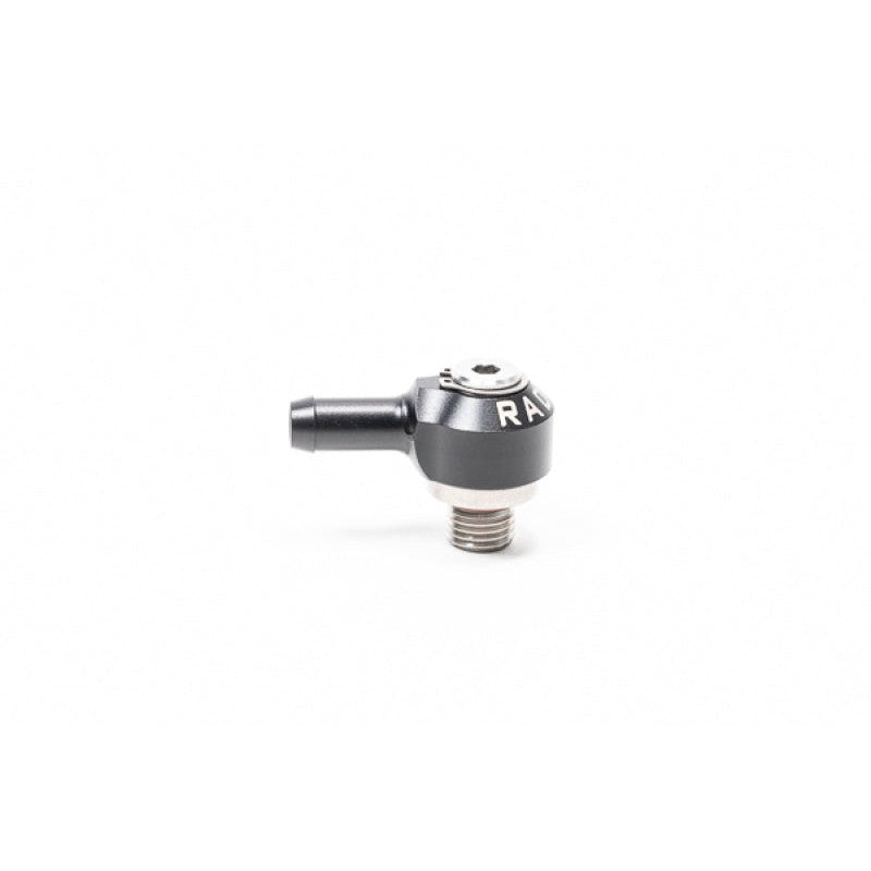 Radium Engineering swivel banjo fitting with stainless steel 4AN ORB bolt and 8.5mm aluminum hose barb