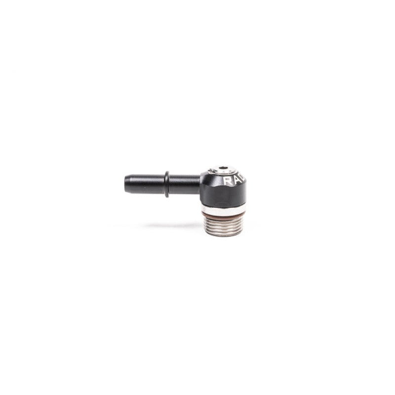 Radium 8AN ORB to 3/8 inch SAE male swivel banjo fitting in stainless steel and aluminum.