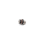 Black anodized Radium Engineering 8AN ORB male to 6AN ORB male swivel union fitting with Viton O-rings