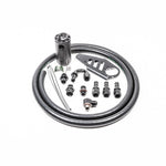 Radium Engineering N54 Fluid Lock oil catch can kit with black hoses, mounting brackets, and hardware.