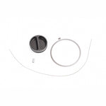 Radium Engineering black dust cap with attached security lanyard for dry break fuel cell fill receivers.