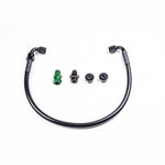 Radium Engineering fuel rail plumbing kit featuring black anodized fittings and hardware for 2000-2005 Honda S2000.