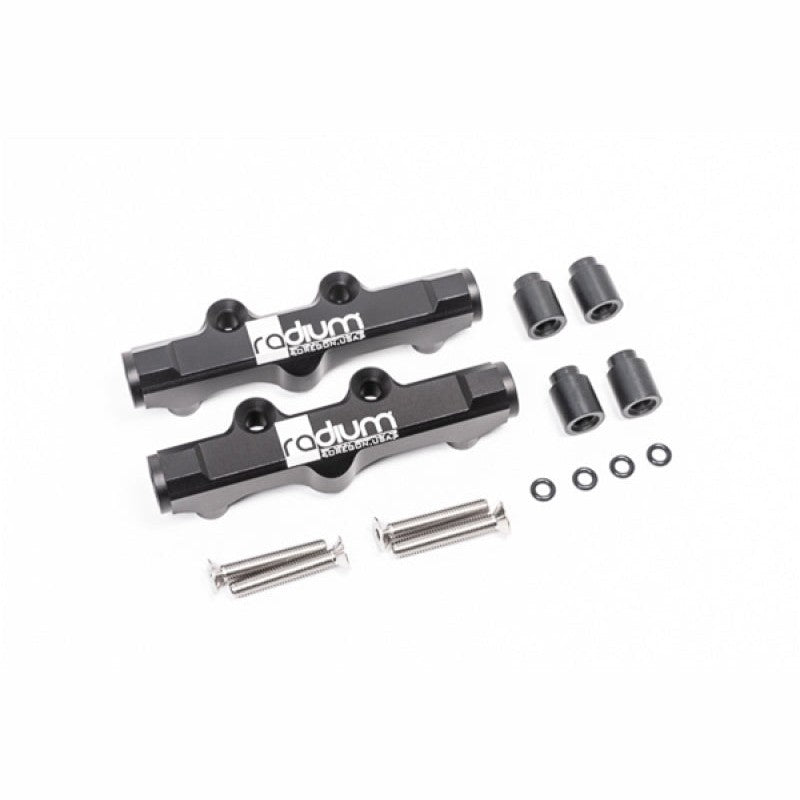 Radium Engineering machined aluminum top feed fuel rails for 2002-2014 Subaru EJ engines.