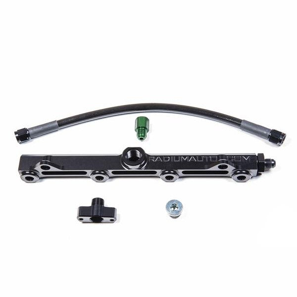 Black anodized Radium Engineering high-flow fuel rail for 2006-2009 Honda S2000 with 8AN ORB ports