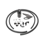 Radium Engineering black anodized single catch can kit with mounting bracket and hoses for 2008-2009 Mitsubishi Evo X