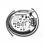 Radium Engineering fuel plumbing kit with PTFE lines, stainless steel fuel filter, and mounting hardware for 2008-2015 CTS-V