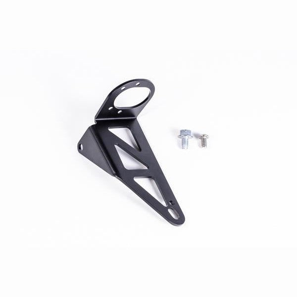 Radium Engineering black aluminum alternate mounting bracket for Mitsubishi Lancer Evolution X catch can kit.