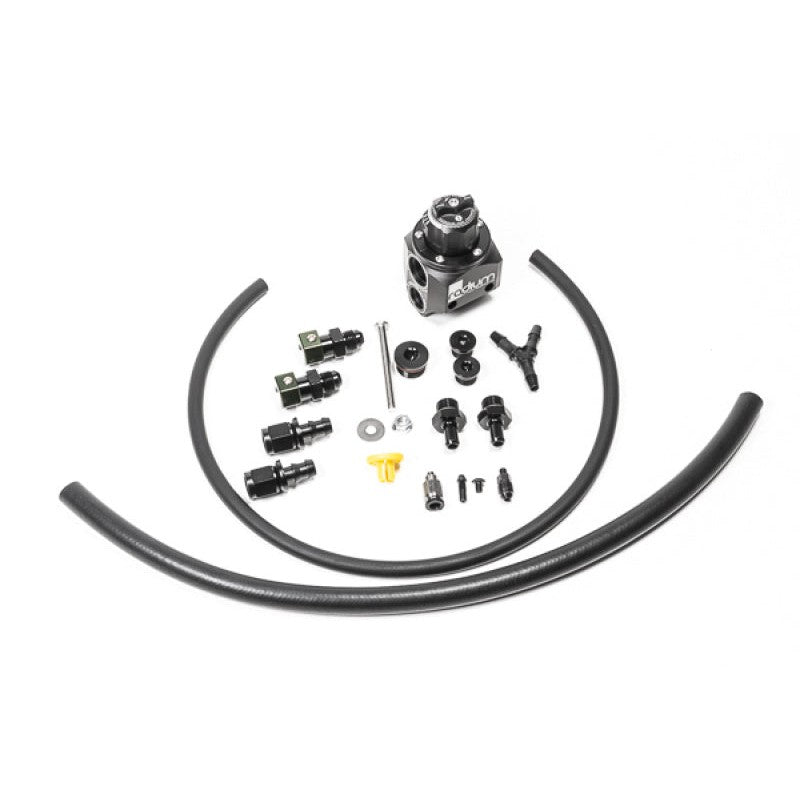Radium Engineering RA-Series fuel pressure regulator kit with mounting bracket and fittings for EJ257 Subaru WRX STI.