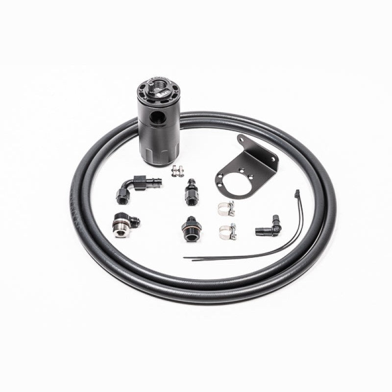 Radium Engineering black anodized PCV catch can kit with Fluid Lock and mounting bracket for Nissan R35 GT-R