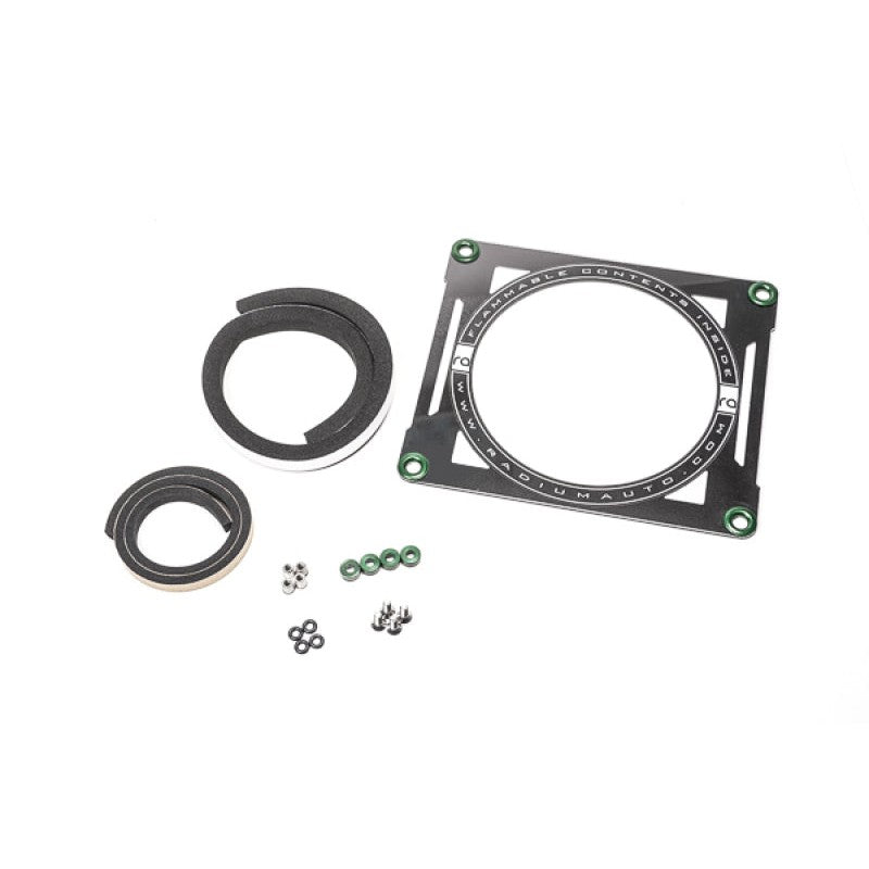 Clear Radium Engineering polycarbonate fuel pump access cover and mounting hardware for 2010-2015 Chevrolet Camaro.