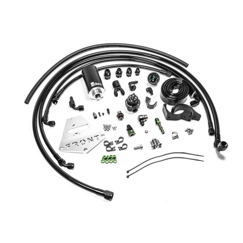 Radium Engineering fuel hanger plumbing kit with stainless mesh filter, adjustable regulator, and lines for 2010-2015 Camaro.