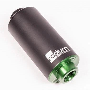 Radium Engineering 18-0025-04 fuel filter assembly with 100 micron stainless steel mesh element.