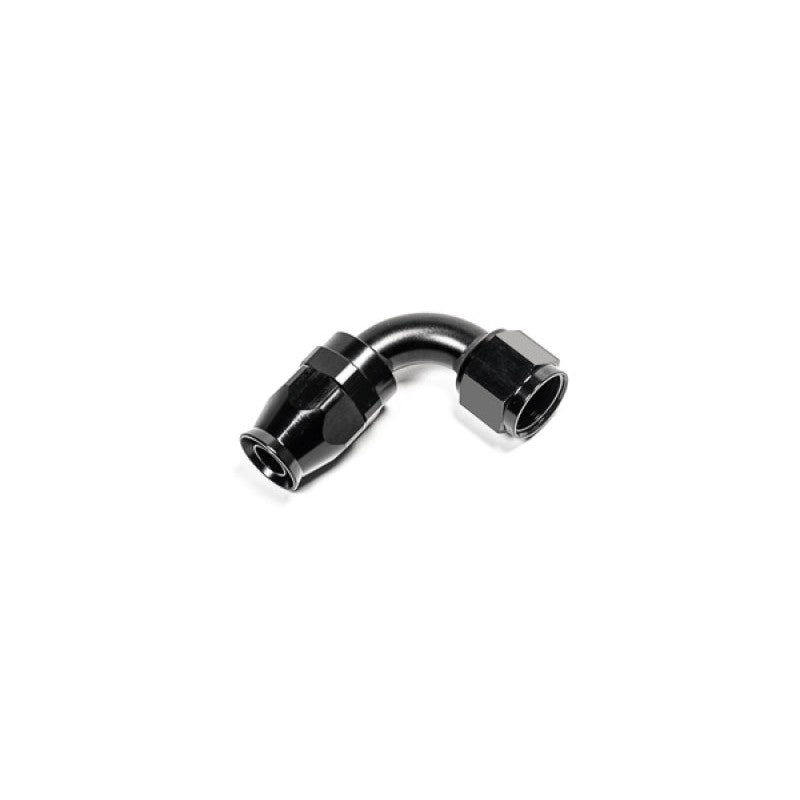 Black anodized Radium Engineering 14-1633 10AN 90-degree PTFE hose end fitting