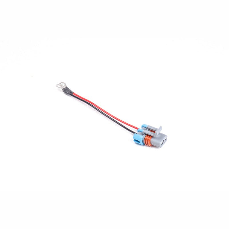 Radium Engineering 10-inch fuel pump harness with ethanol-safe wiring and ring terminals for Walbro E85 pumps.