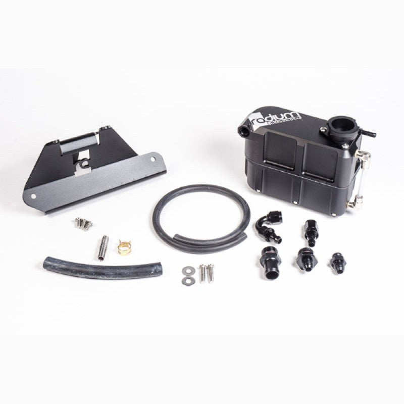 Radium Engineering black aluminum coolant expansion tank kit for 2011-2014 Ford Mustang GT