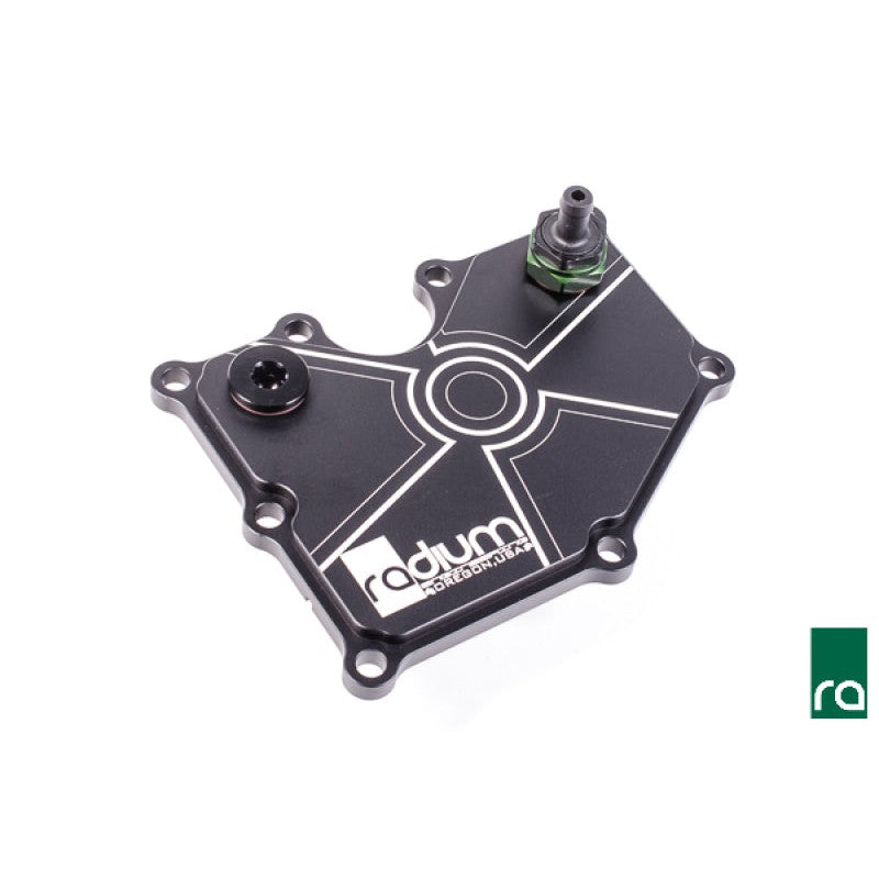 CNC-machined Radium Engineering PCV Baffle Plate in OEM configuration for Ford and Mazda engines