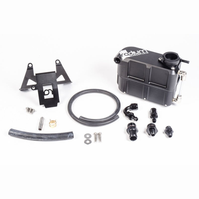 Radium Engineering performance coolant expansion tank kit for 2015-2017 Ford Mustang GT, V6, and EcoBoost.