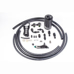Radium Engineering baffled air oil separator kit with black canister, hoses, and mounting hardware for 2015-2017 Subaru WRX