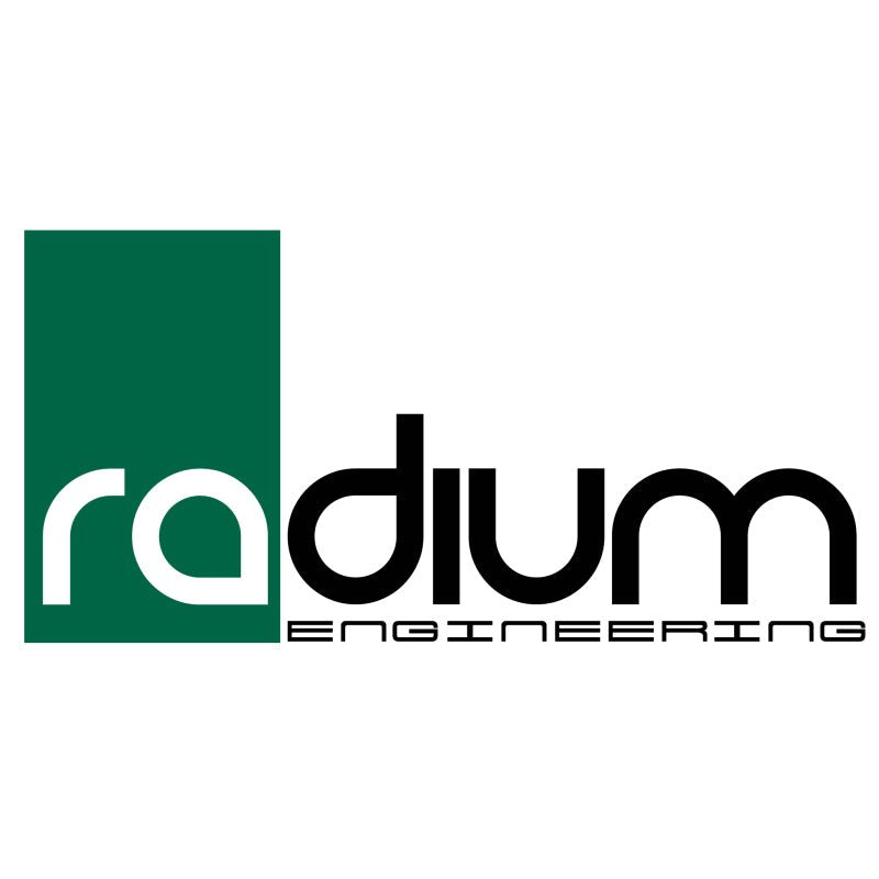Radium Engineering black anodized single catch can with Fluid-Lock technology and MK8 VW Golf mounting hardware.