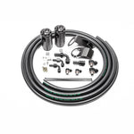 Dual black anodized oil catch cans with vehicle-specific mounting brackets and hoses for 1989-1994 Nissan 240SX S13.