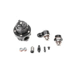 Black anodized Radium Engineering DMR-RA fuel pressure regulator with 8AN ORB direct mount and swivel assembly.