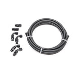 Radium Engineering 8AN black carbon-lined PTFE hose with six straight and angled hose-end fittings.