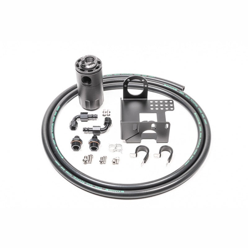Radium Engineering Fluid Lock single catch can kit for 1990-2005 Mazda MX-5 Miata with mounting hardware.