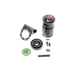 Anodized black Radium Engineering universal air oil separator canister with integrated mounting bracket