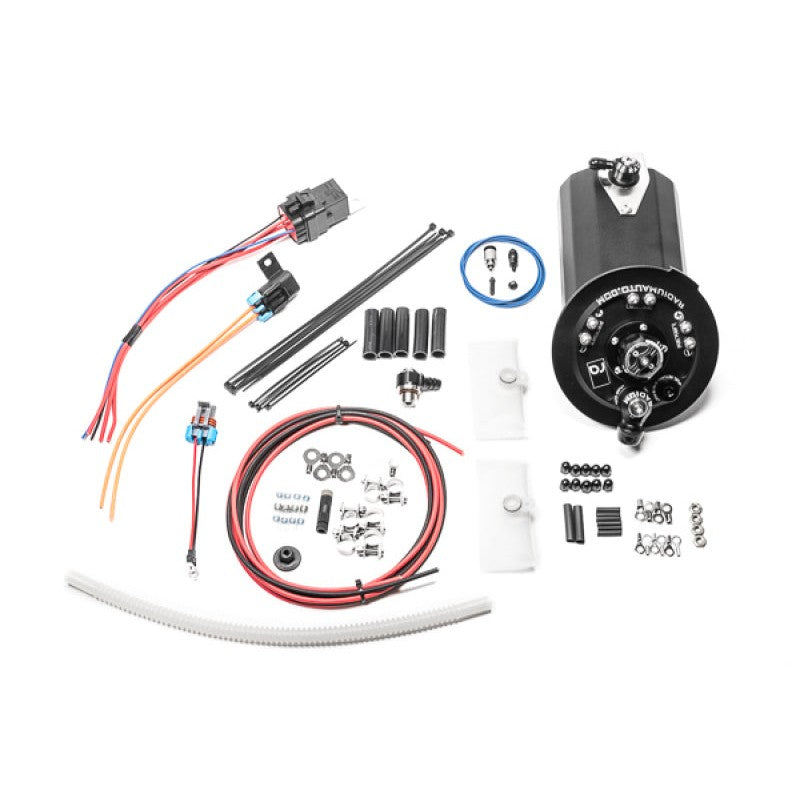 CNC-machined billet aluminum fuel pump hanger with integrated regulator for BMW E9x 335i chassis