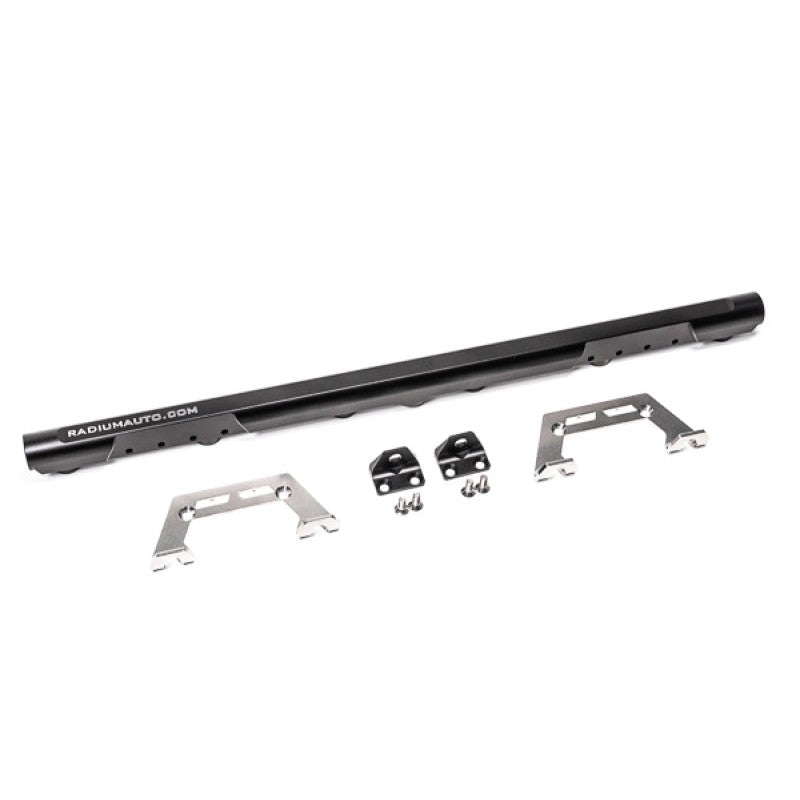 Radium Engineering fuel rail for BMW M50 M52 M54 S50 S52 engines featuring three 8AN ORB ports.