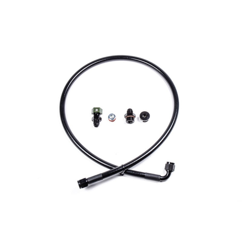 Radium Engineering fuel rail plumbing kit 20-0070-PK for 2001-2006 BMW M3 S54 with adapter fittings and lines.