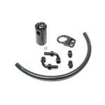 Radium Engineering Fluid Lock PCV catch can kit with black anodized canister, custom bracket, and hoses for Ford Fiesta ST.