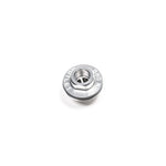 Radium Engineering fuel filter outlet cap featuring an integrated internal check valve mechanism for fuel system priming.