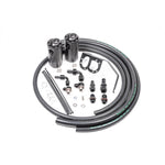 Radium Engineering dual black anodized aluminum catch cans with vehicle-specific mounting brackets and Fluid Lock technology