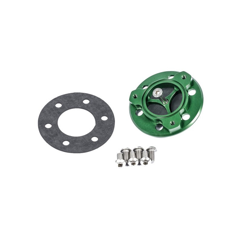 Radium Engineering 20-1127 FCST adapter plate for converting a 6-bolt filler pattern to a 3-bolt fill neck.