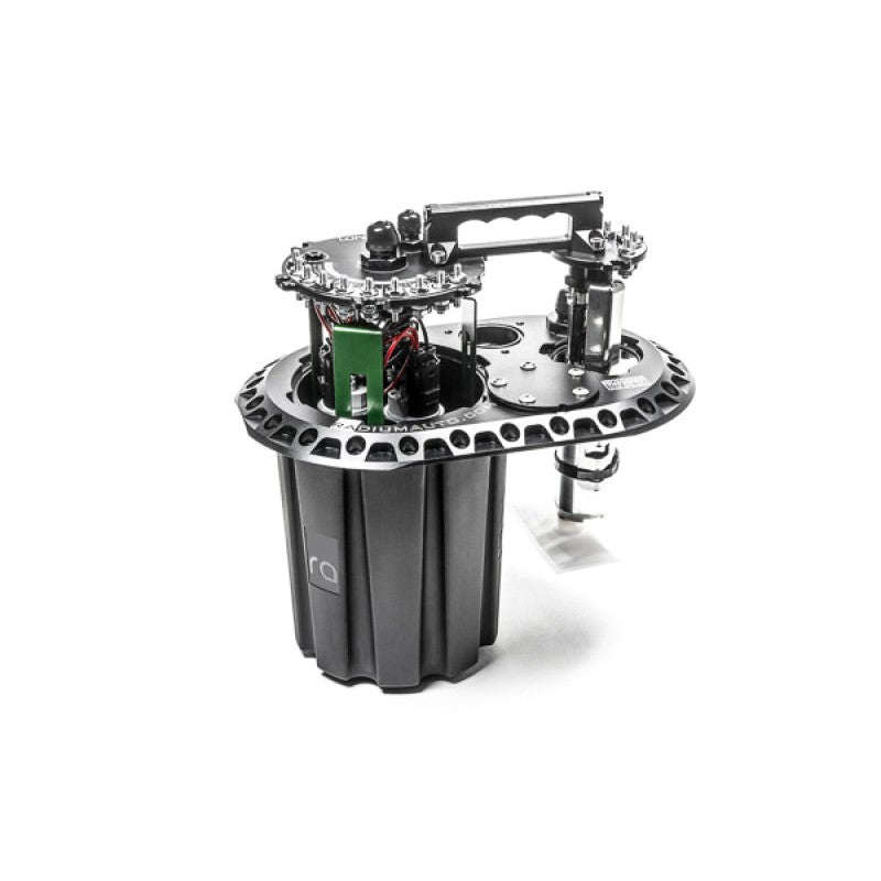 Radium Engineering FCST-X fuel cell surge tank assembly with three Walbro GSS342 pumps for competition fuel cells.