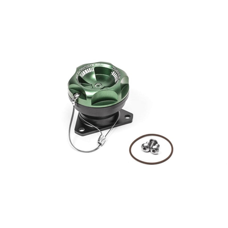 Radium Engineering 20-1197-V FCST-X 3-bolt direct mount fuel fill neck with vented screw-off cap.