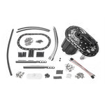 Radium Engineering FCST-X fuel cell surge tank with machined top plate and modular internal fuel pump brackets.