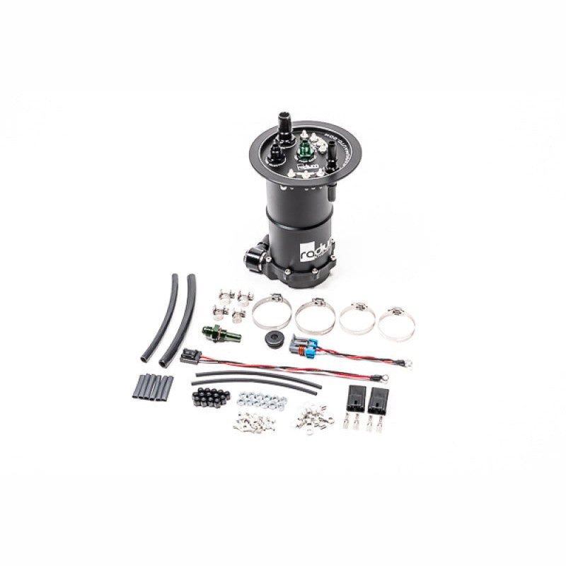 Radium Engineering FHST in-tank fuel surge tank for Audi R8 and Lamborghini Huracan 5.2L V10 port injection setups.